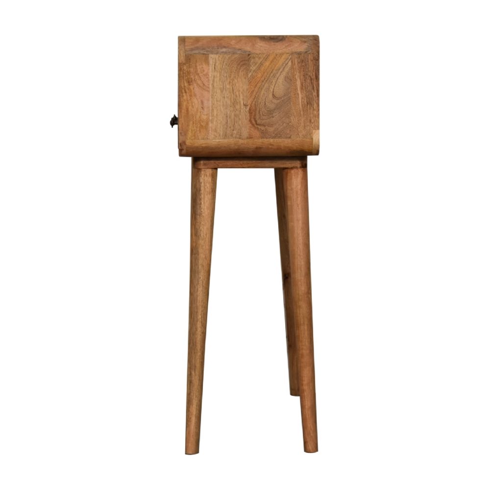 Mini Curved Oak-ish Console Table - Image 9