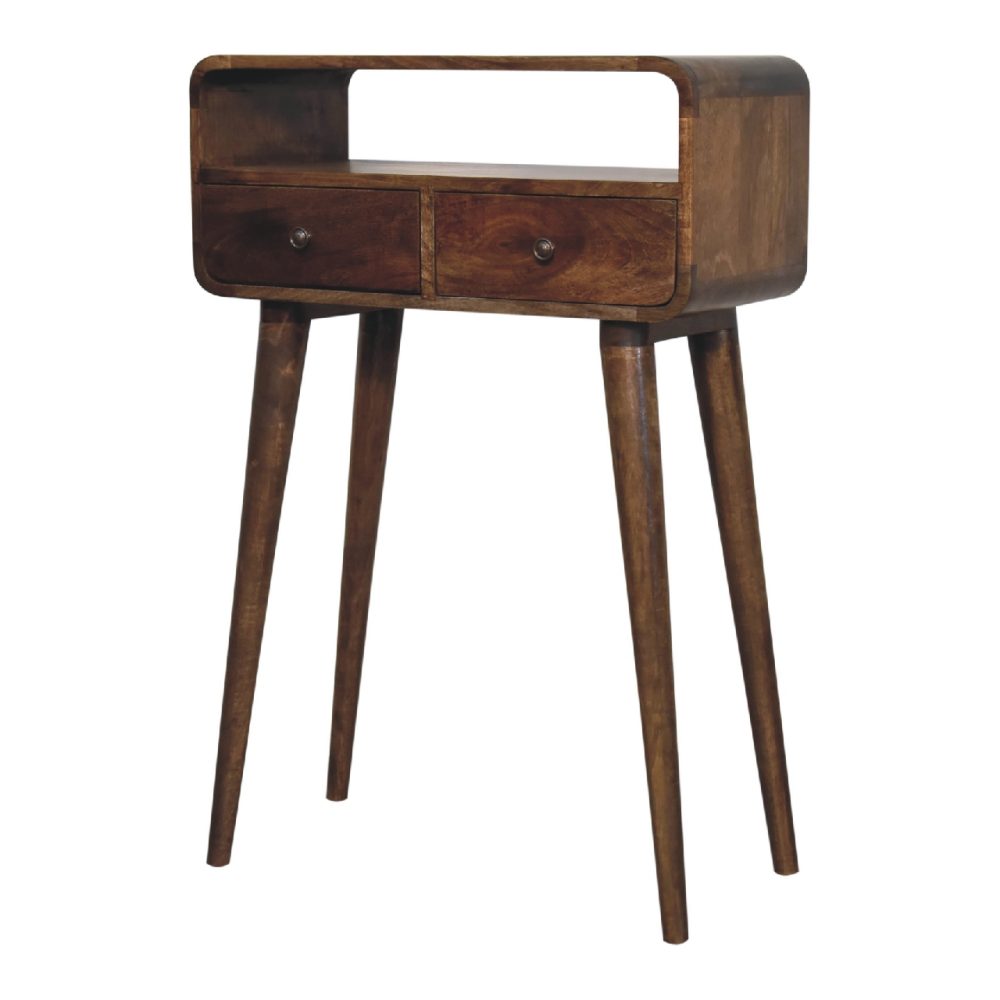 Mini Grey Washed Curved Media Unit - Image 3