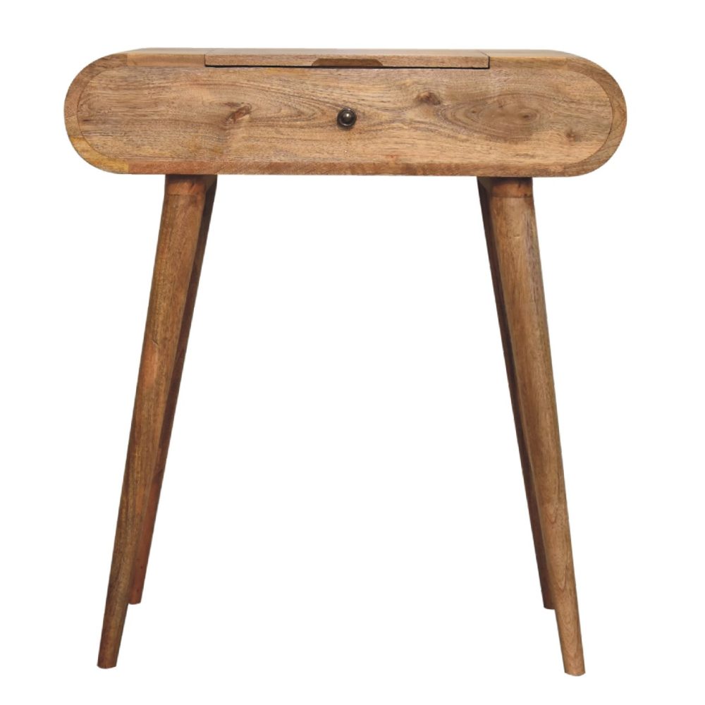 Mini Oak-ish Round Dressing Table - Image 2