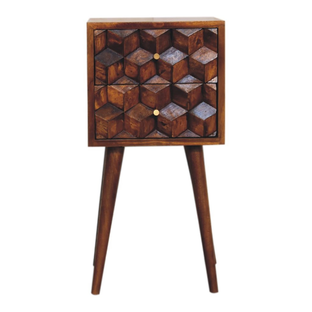 Canada Mini Chestnut Cube 2 Drawer Nightsand Suppliers