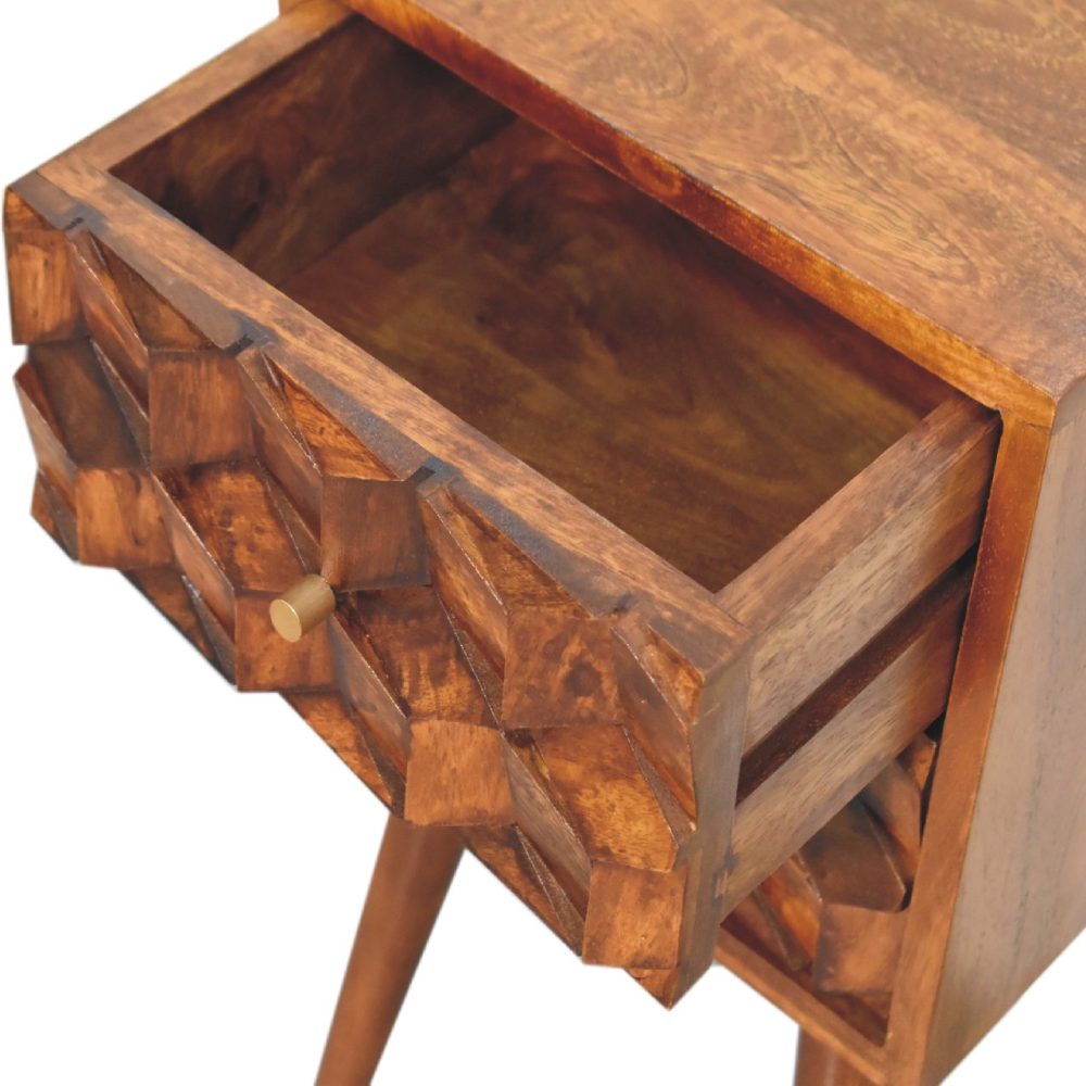 Mini Chestnut Cube 2 Drawer Nightsand - Image 6
