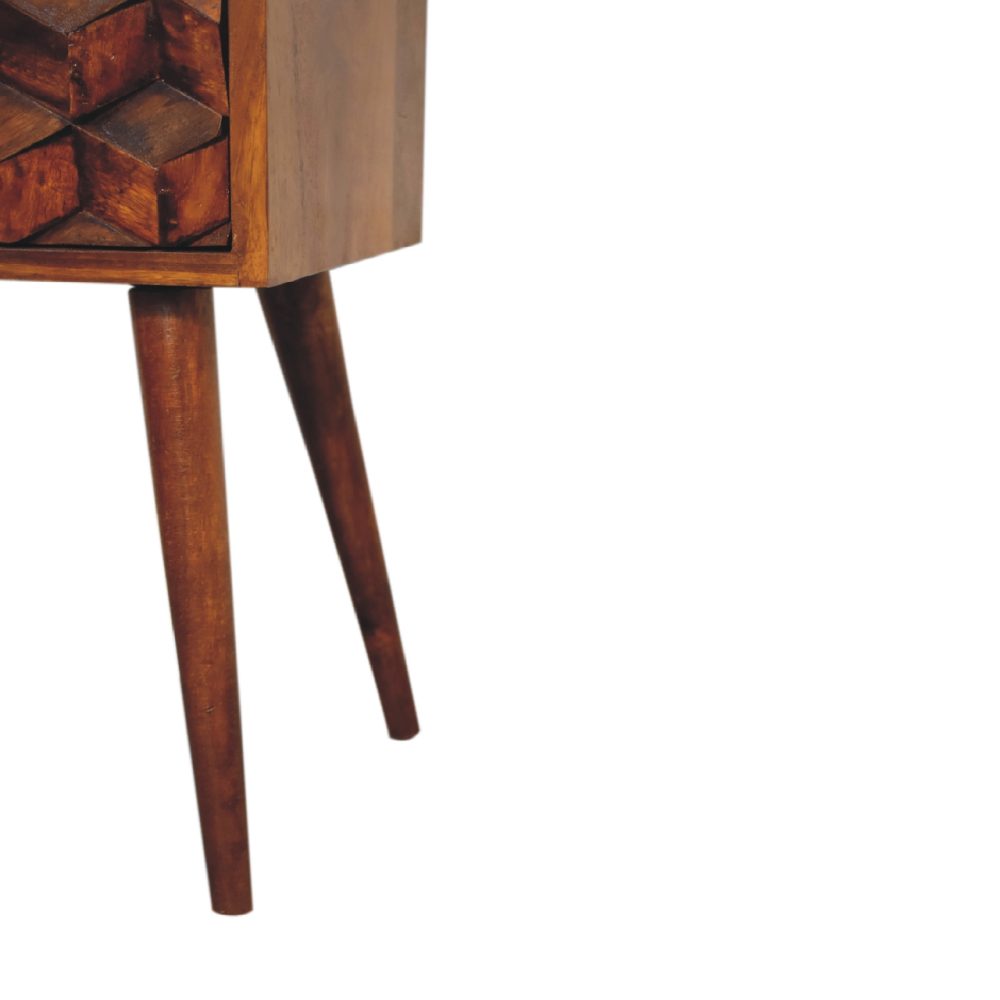 Mini Chestnut Cube 2 Drawer Nightsand - Image 7