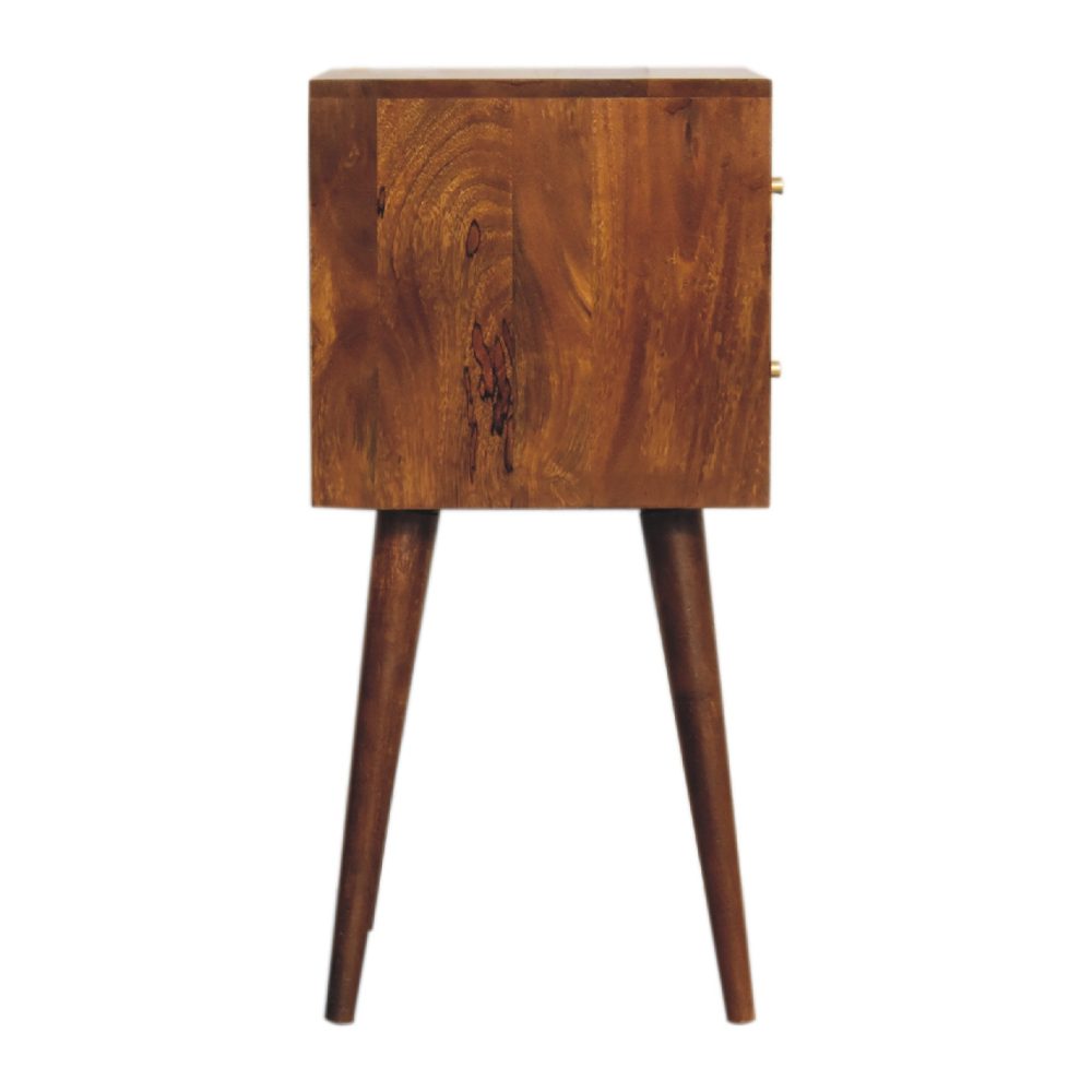 Mini Chestnut Cube 2 Drawer Nightsand - Image 8