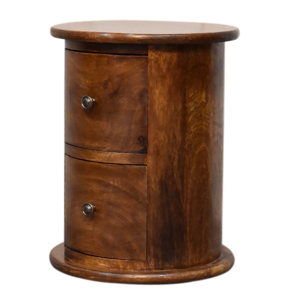 Mini Chestnut 2 Drawer Drum Chest - Image 4