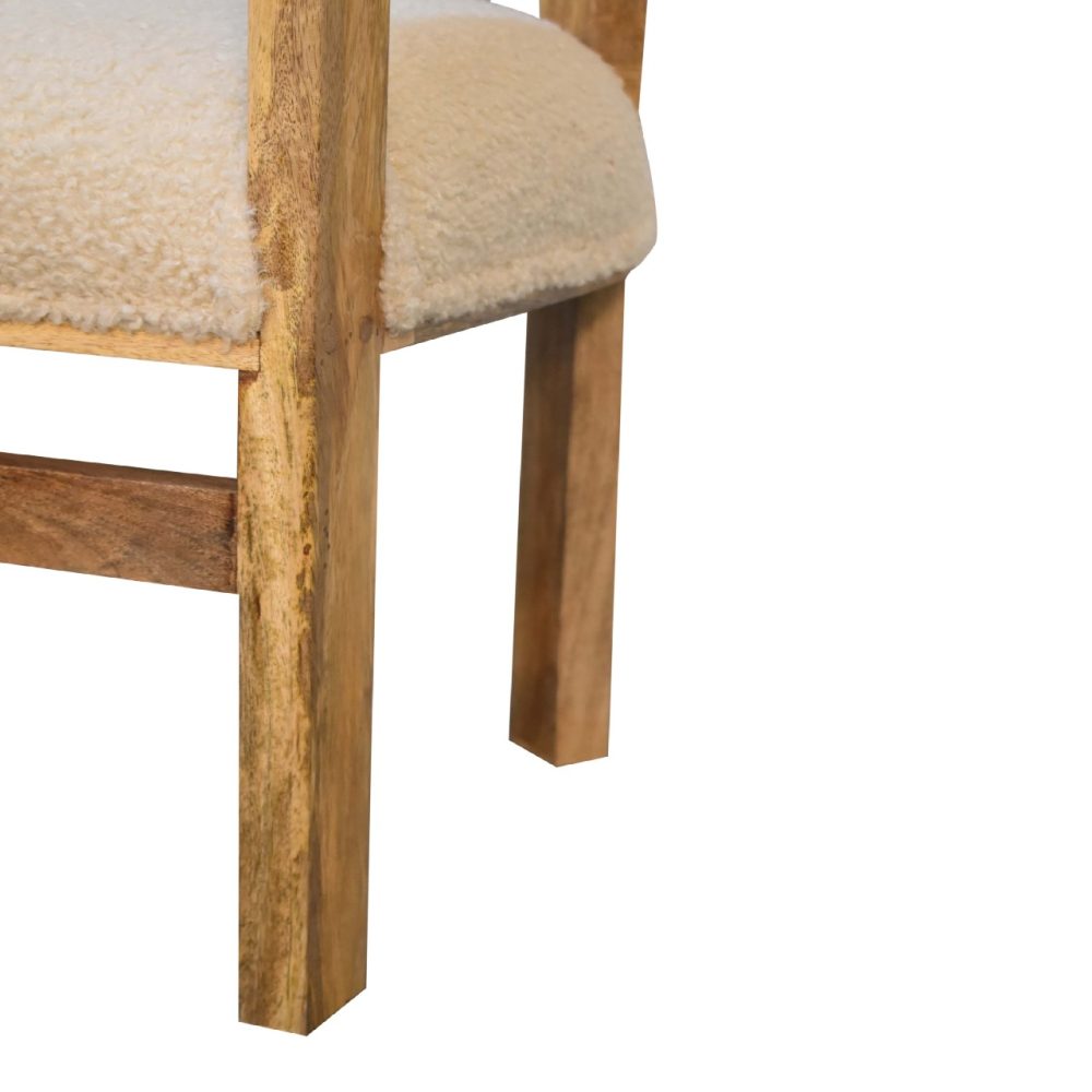 Cream Boucle Solid Wood Chair - Image 8