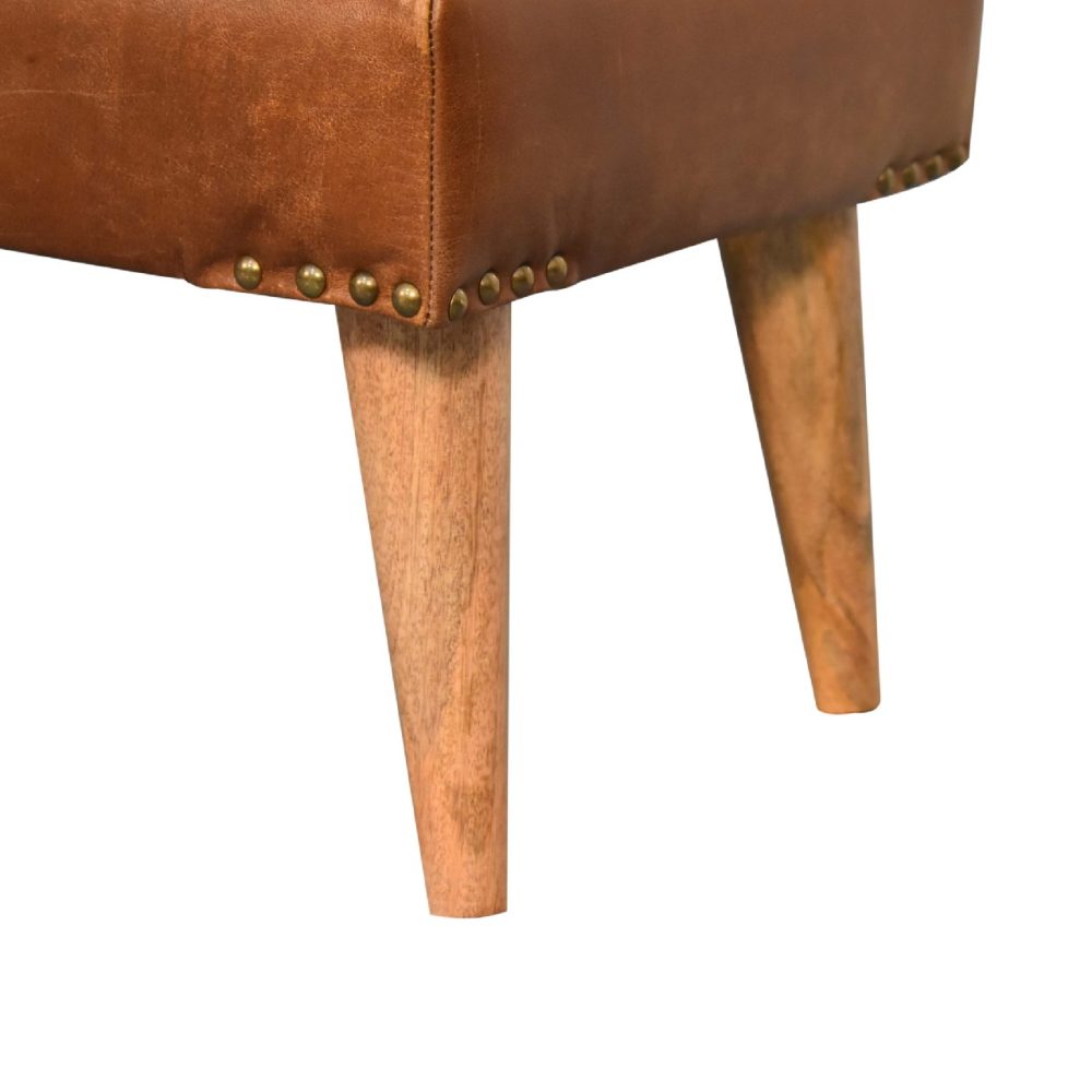 Boucle Buffalo Hide Leather Bench - Image 9