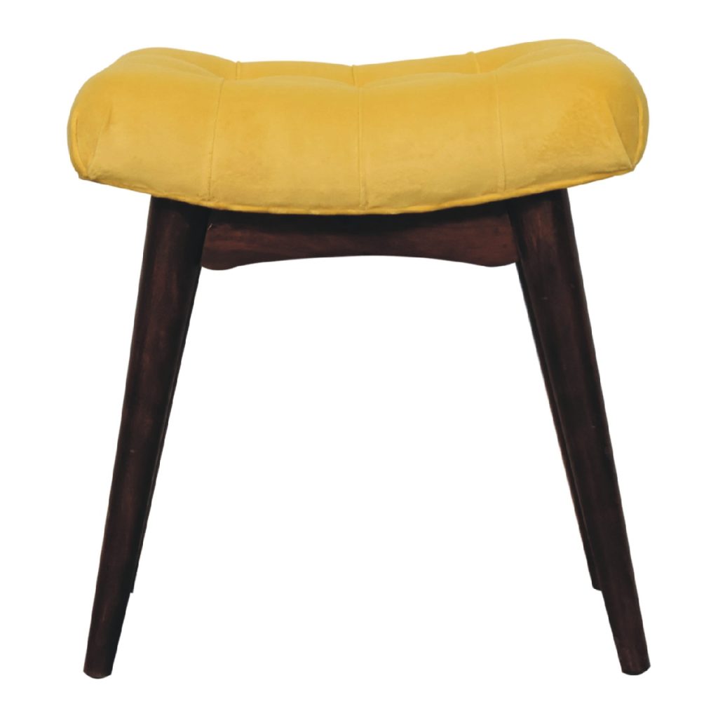 Canada Mini Mustard Velvet Curved Bench Suppliers