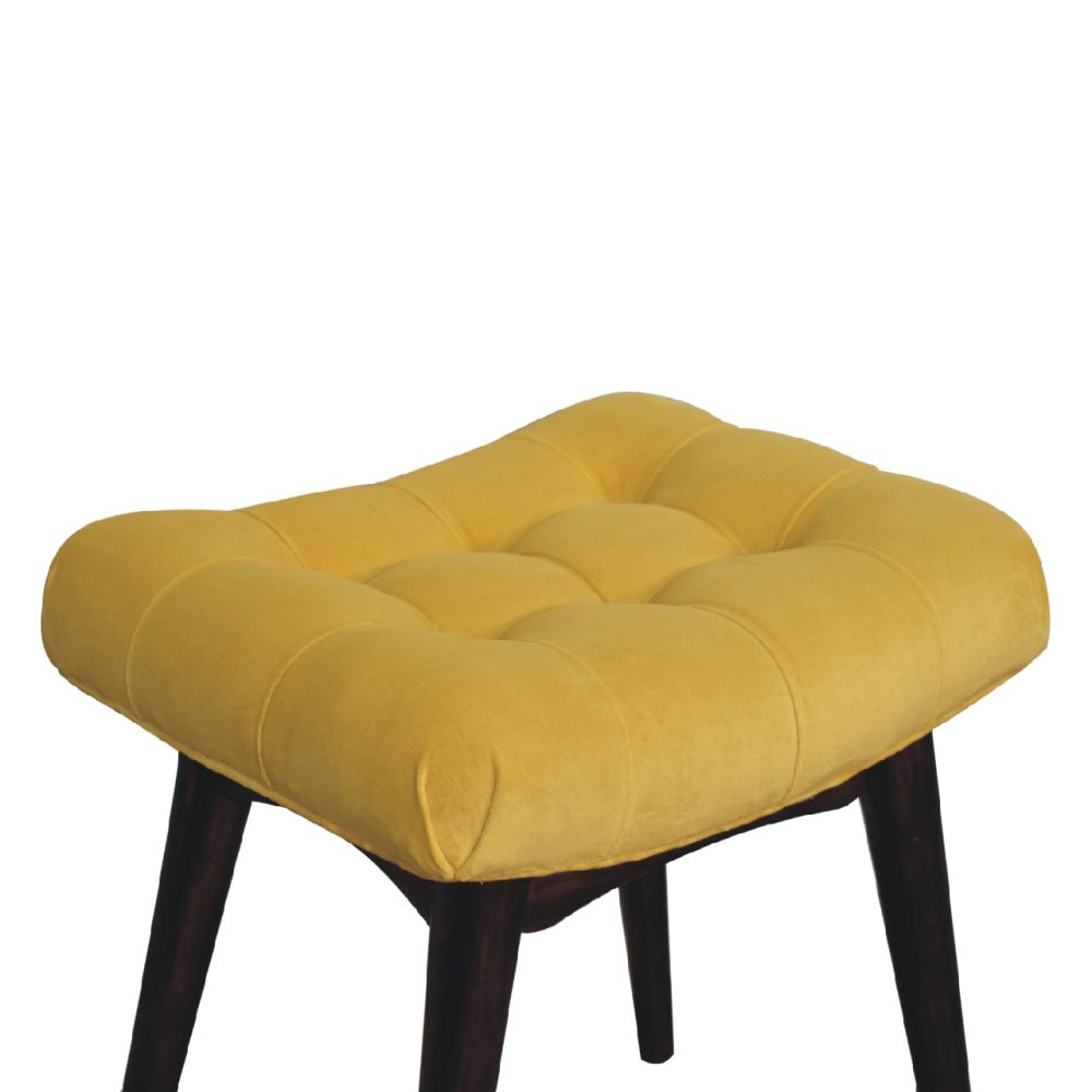Mini Mustard Velvet Curved Bench - Image 6