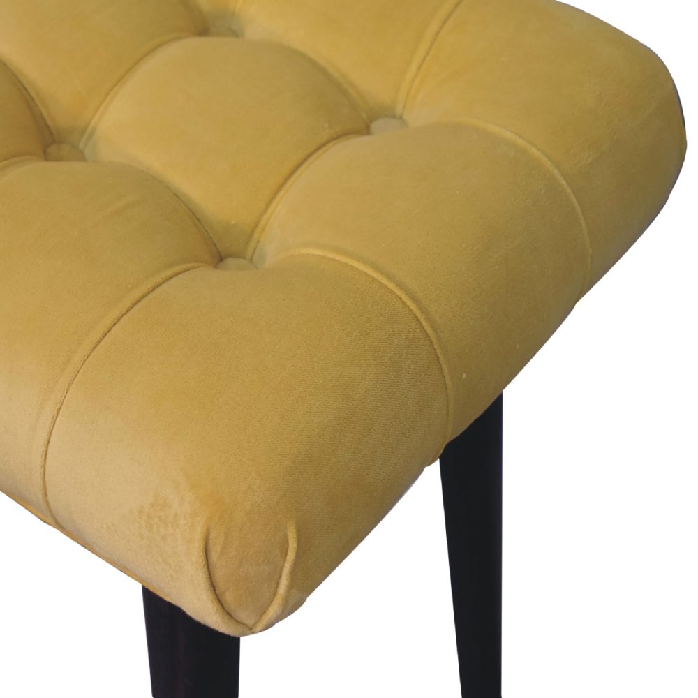 Mini Mustard Velvet Curved Bench - Image 7