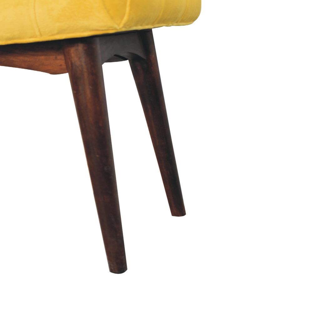 Mini Mustard Velvet Curved Bench - Image 8