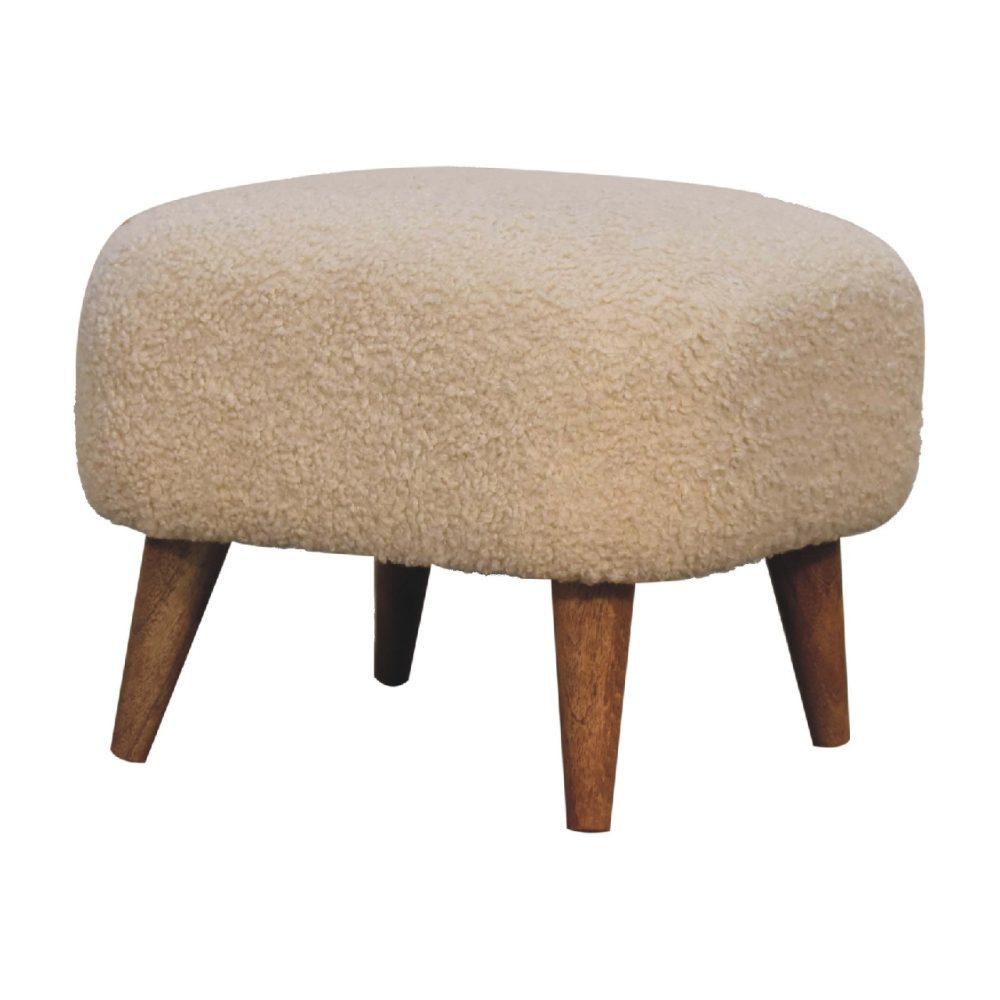 Boucle Cream Square Footstool - Image 3