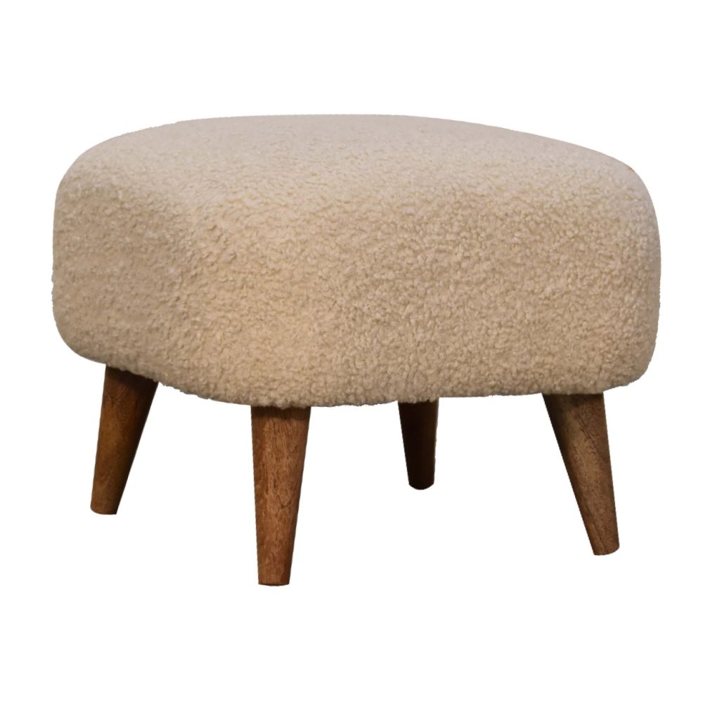 Boucle Cream Square Footstool - Image 4