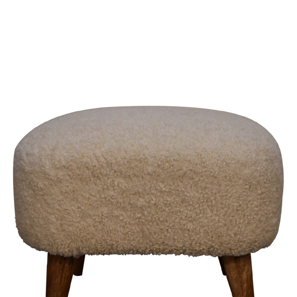 Boucle Cream Square Footstool - Image 5