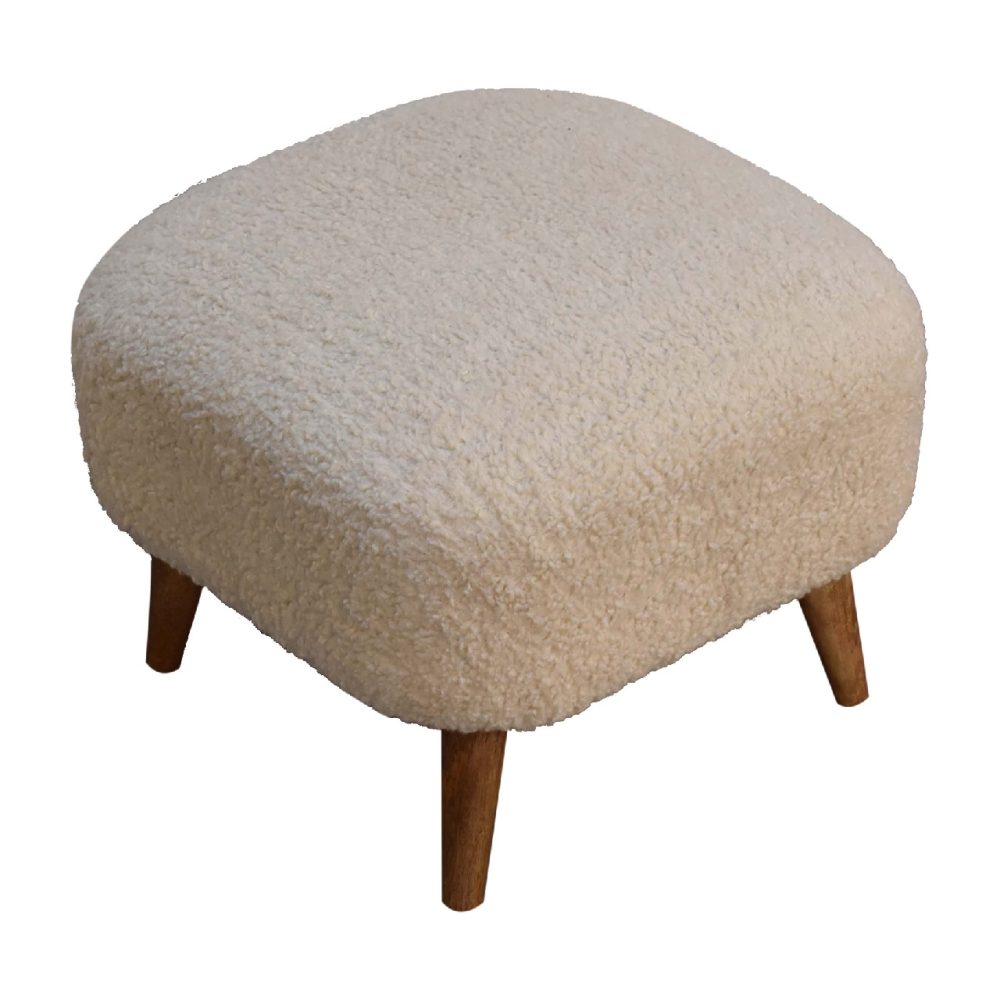 Boucle Cream Square Footstool - Image 9