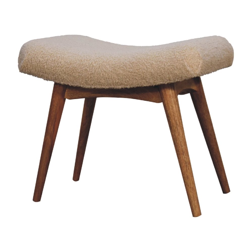 Boucle Cream Curved Bench - Image 3