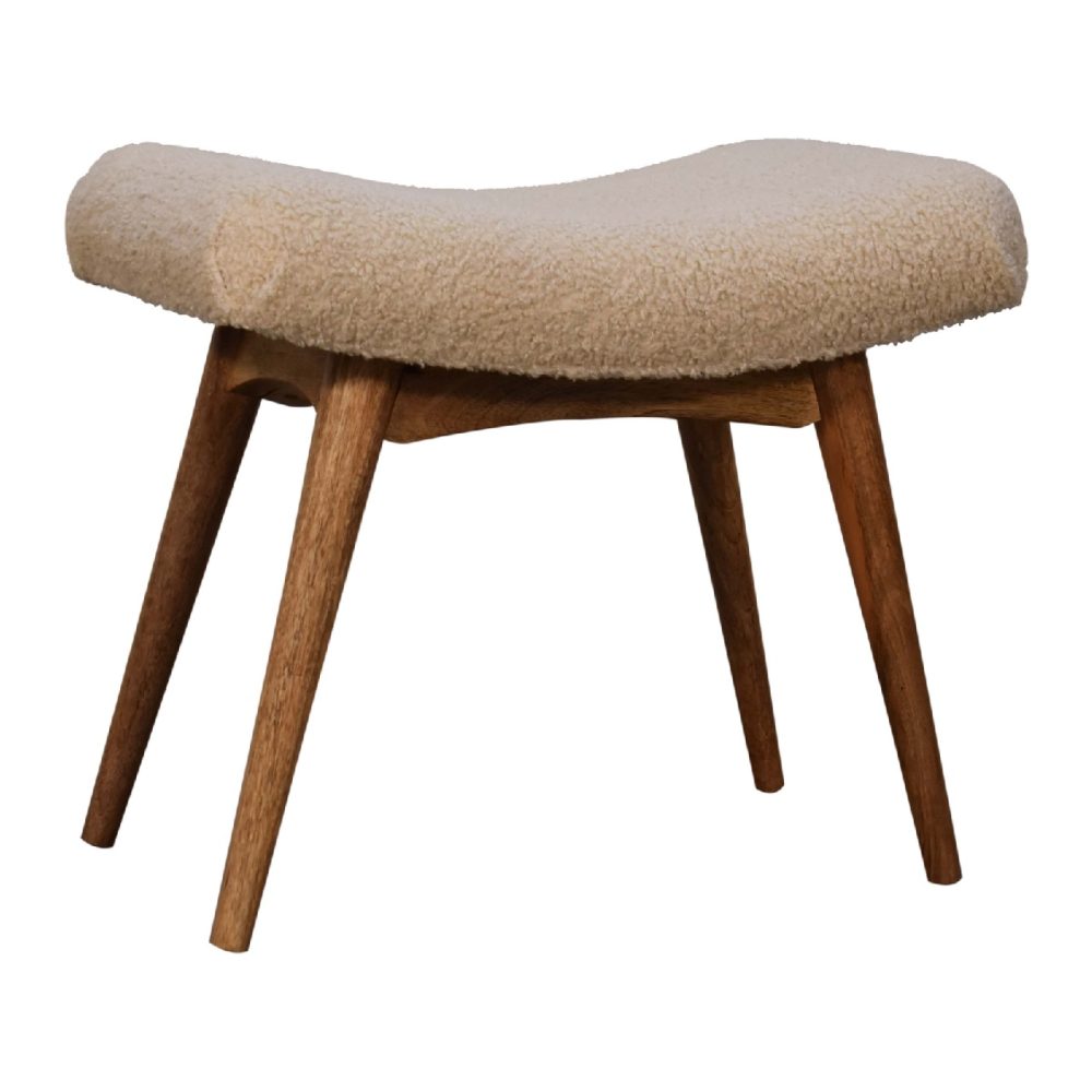 Boucle Cream Curved Bench - Image 4