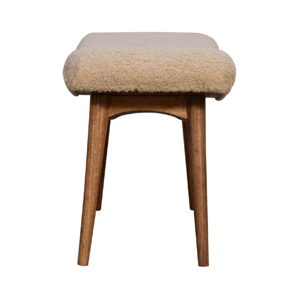 Boucle Cream Curved Bench - Image 9
