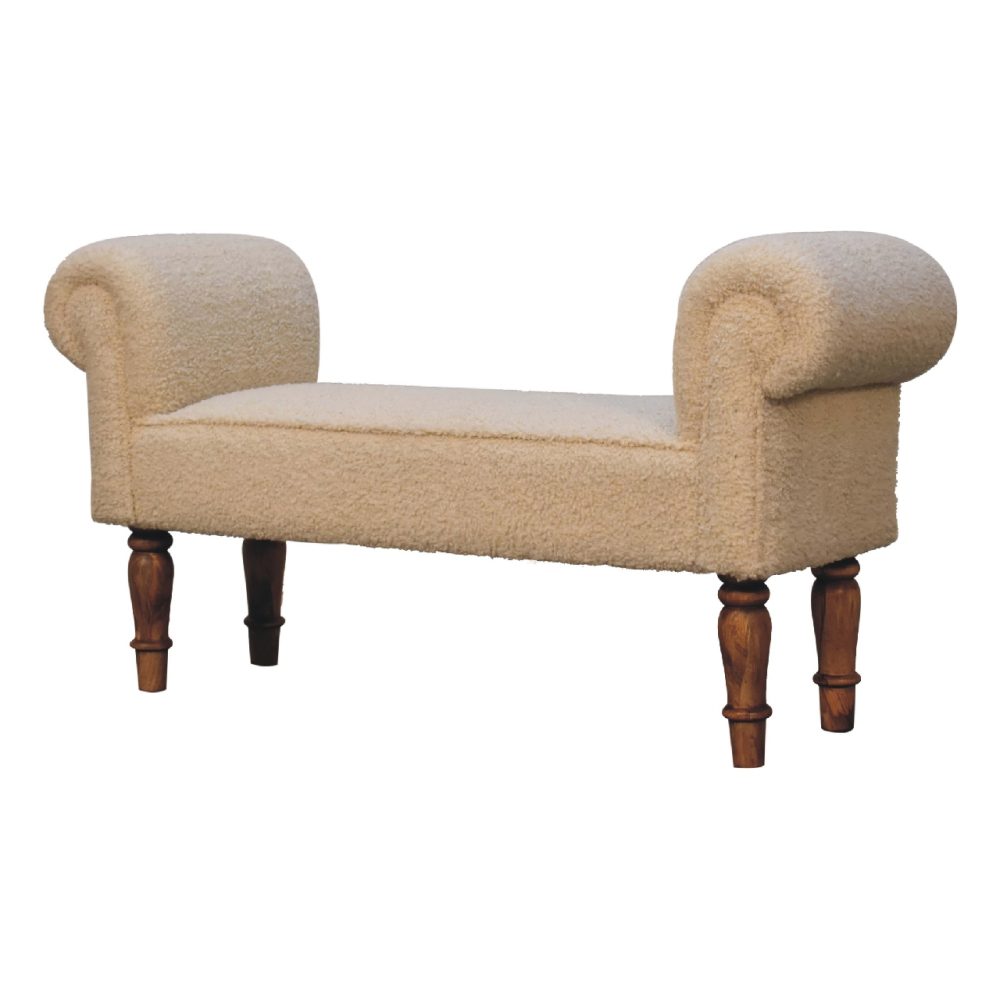 Boucle Cream Bench - Image 3