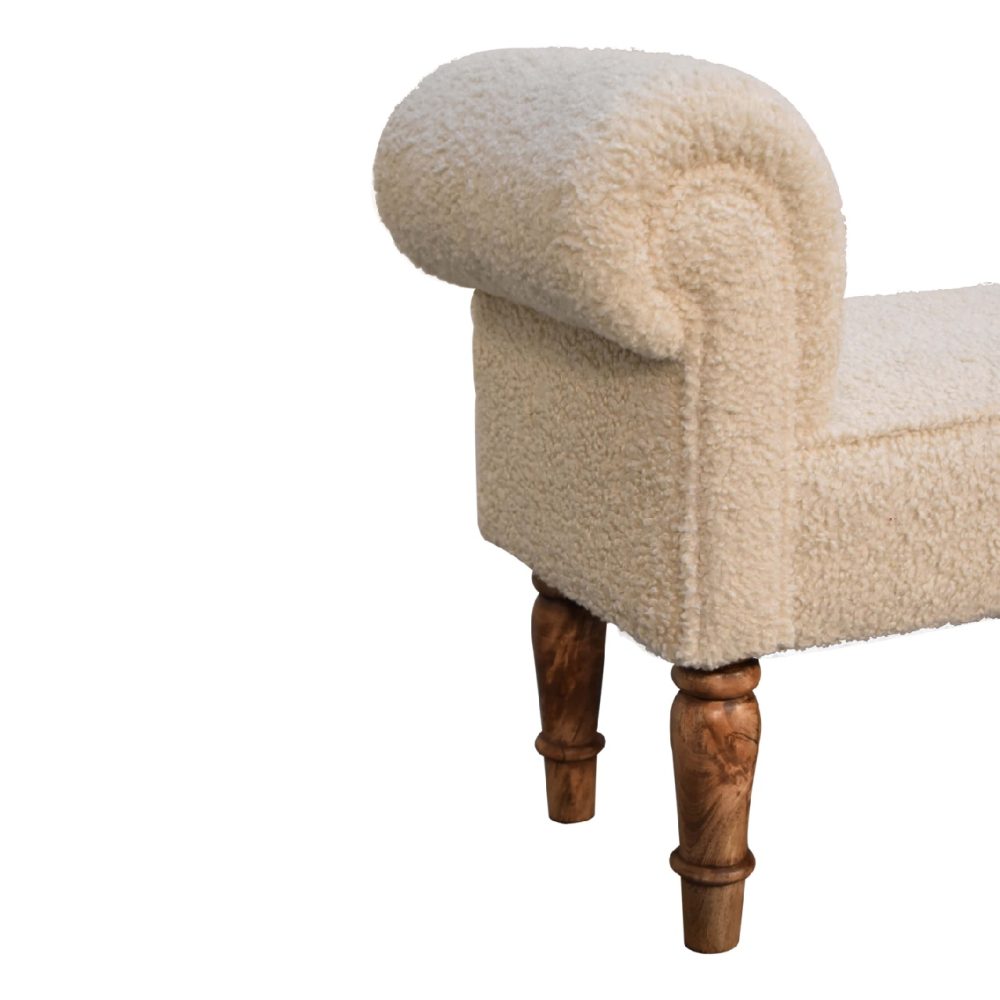 Boucle Cream Bench - Image 8