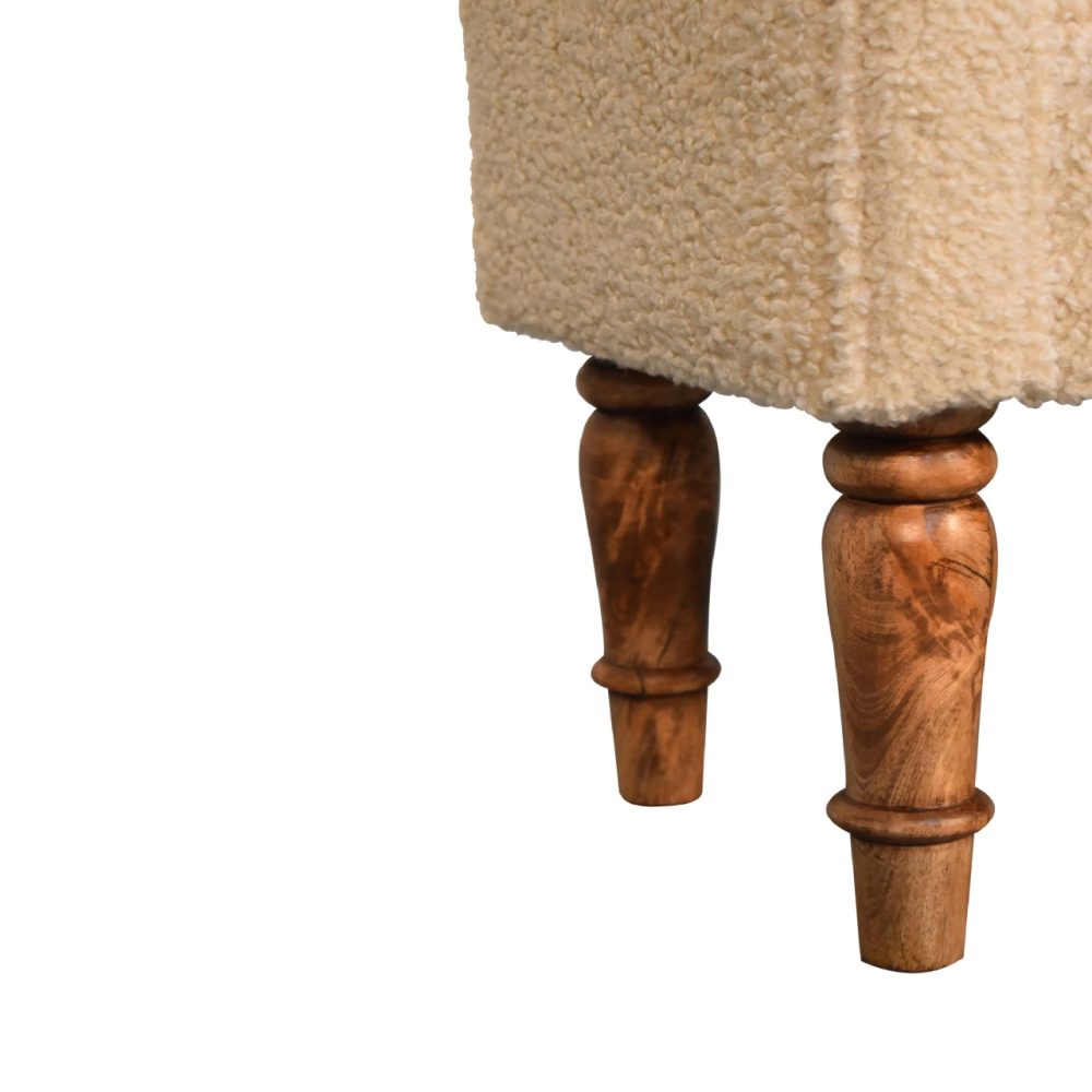 Boucle Cream Bench - Image 9