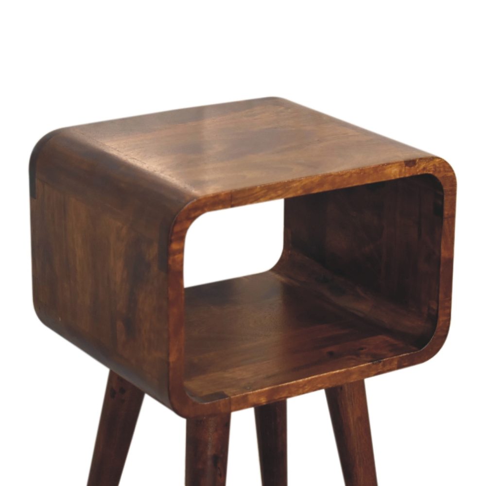 Mini Chestnut Curved Open Nightsand - Image 6