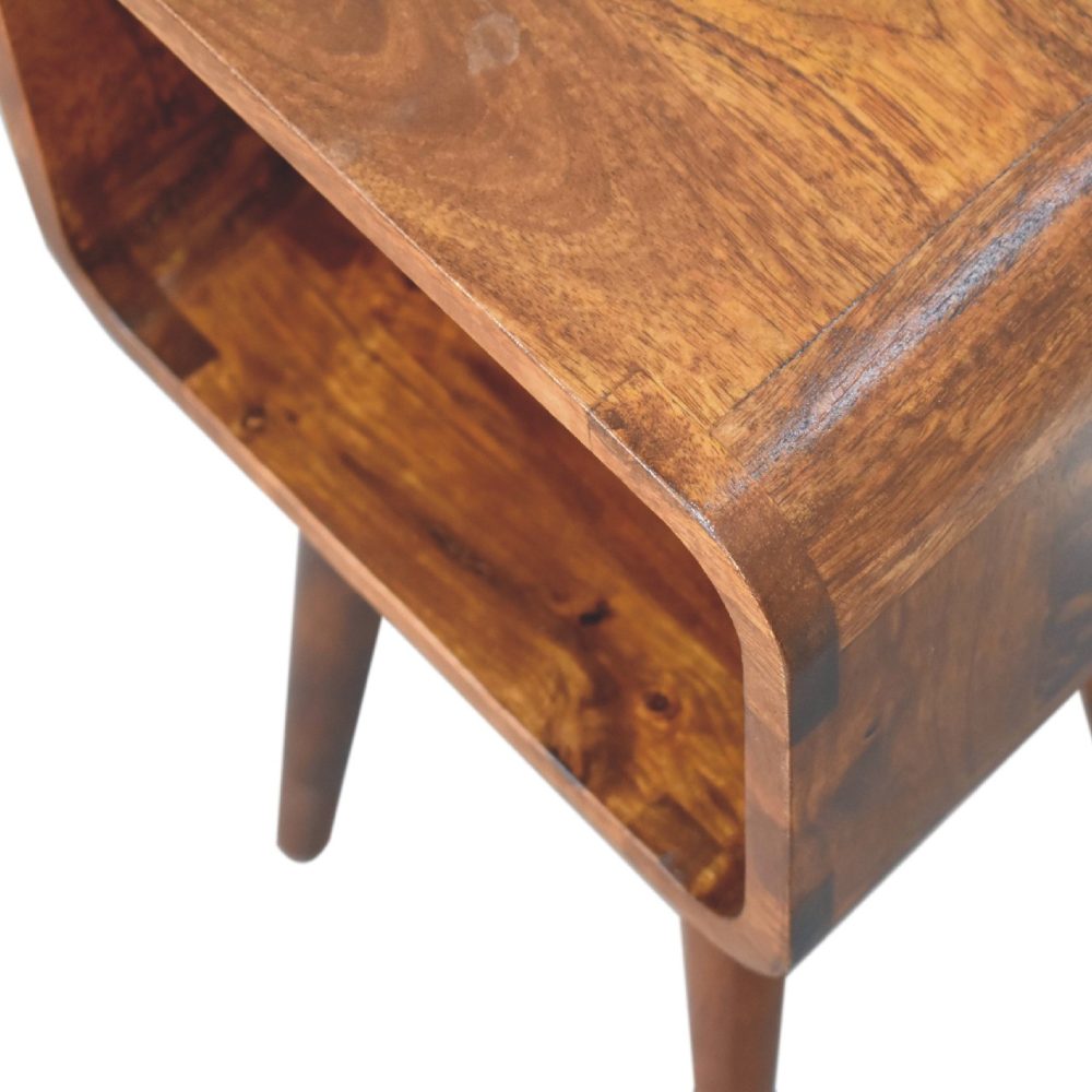 Mini Chestnut Curved Open Nightsand - Image 7