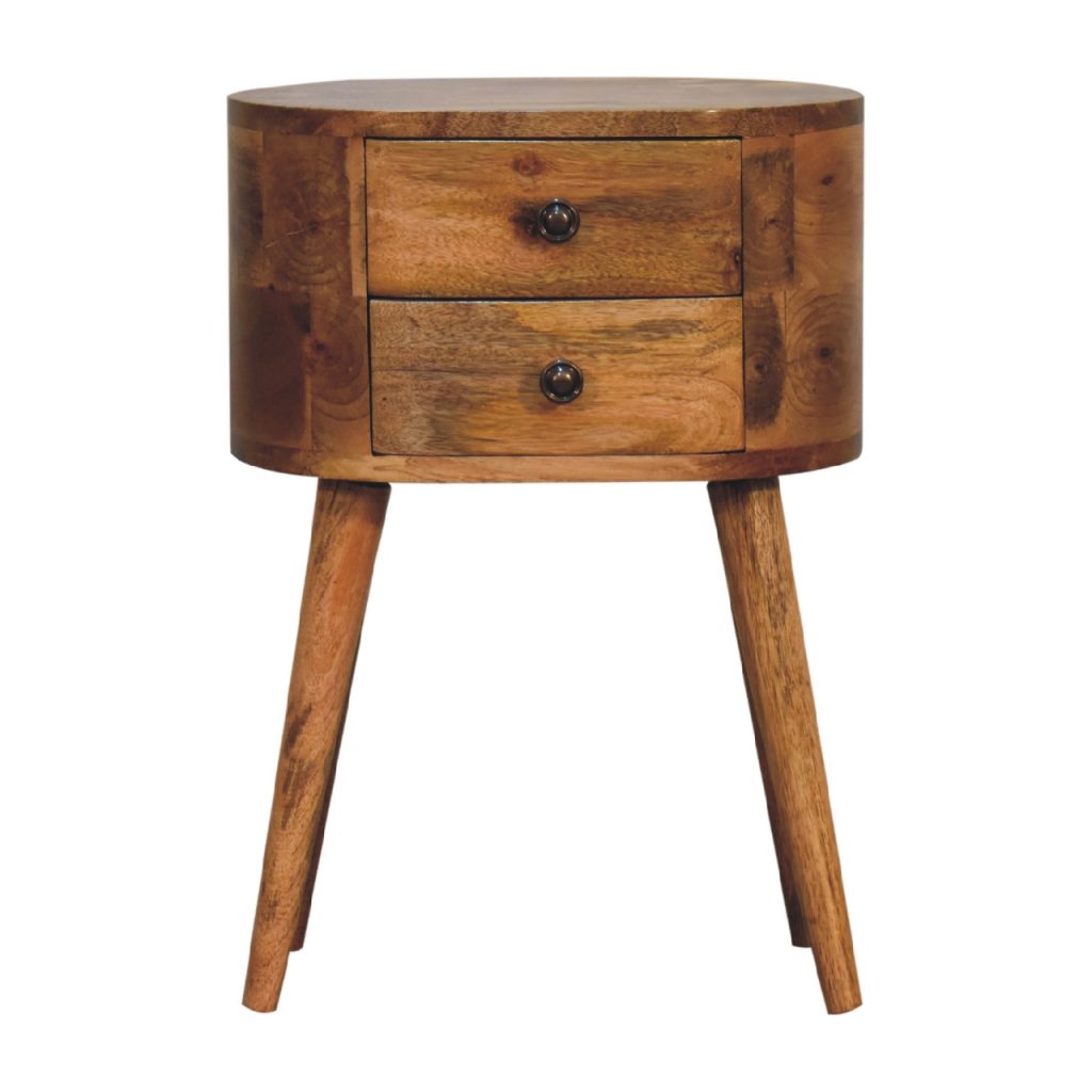 Canada Mini Oak-ish Rounded Nightsand Table Suppliers