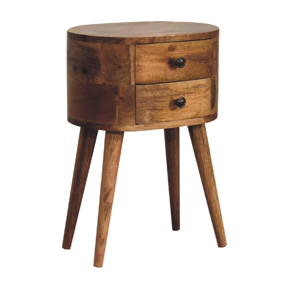 Mini Oak-ish Rounded Nightsand Table - Image 3