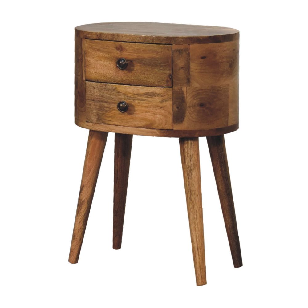 Mini Oak-ish Rounded Nightsand Table - Image 4