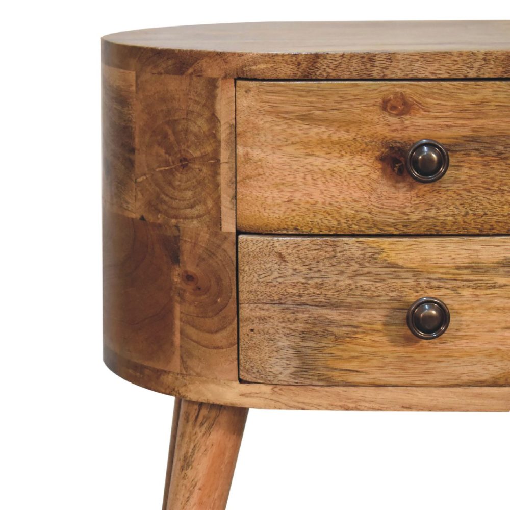 Mini Oak-ish Rounded Nightsand Table - Image 5