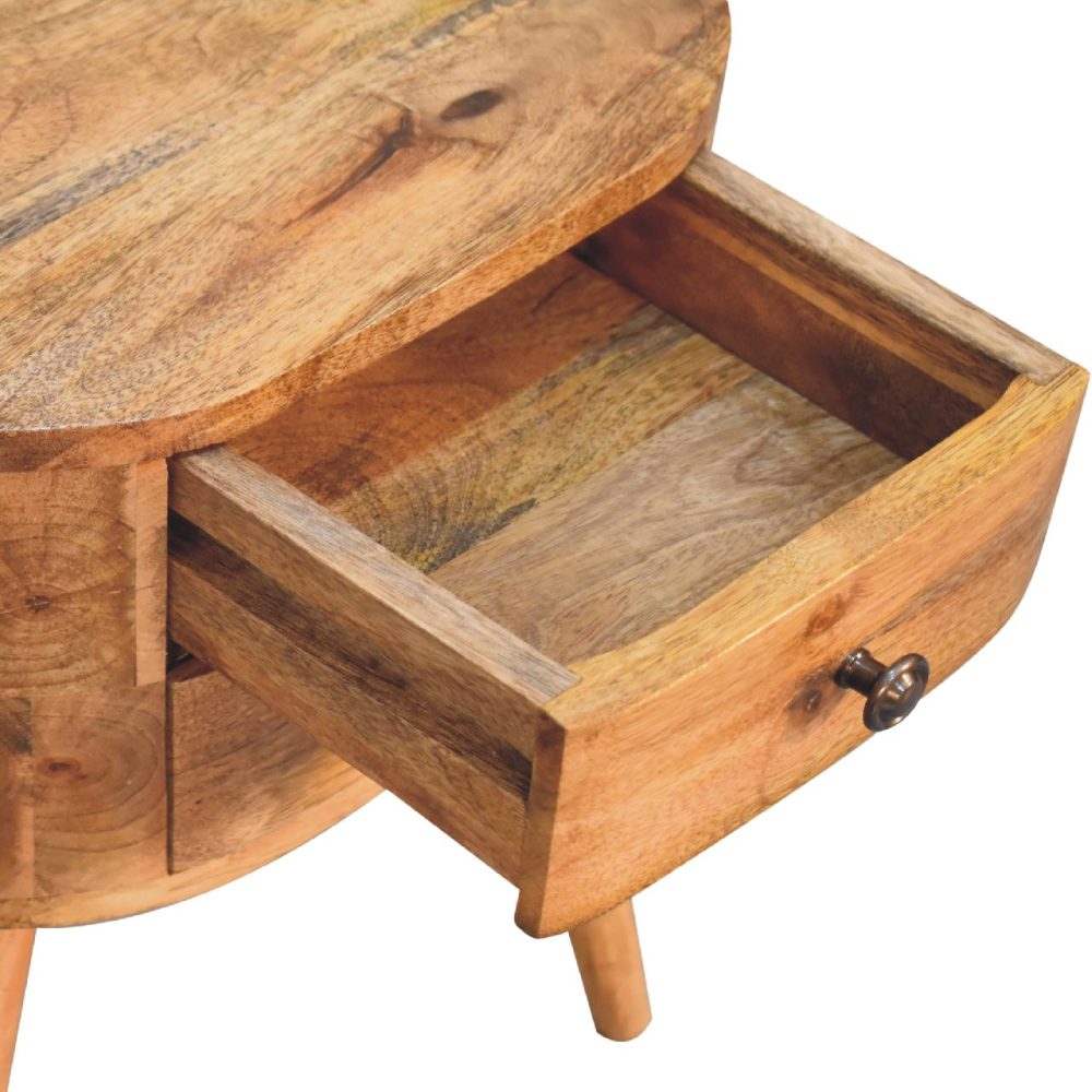 Mini Oak-ish Rounded Nightsand Table - Image 7