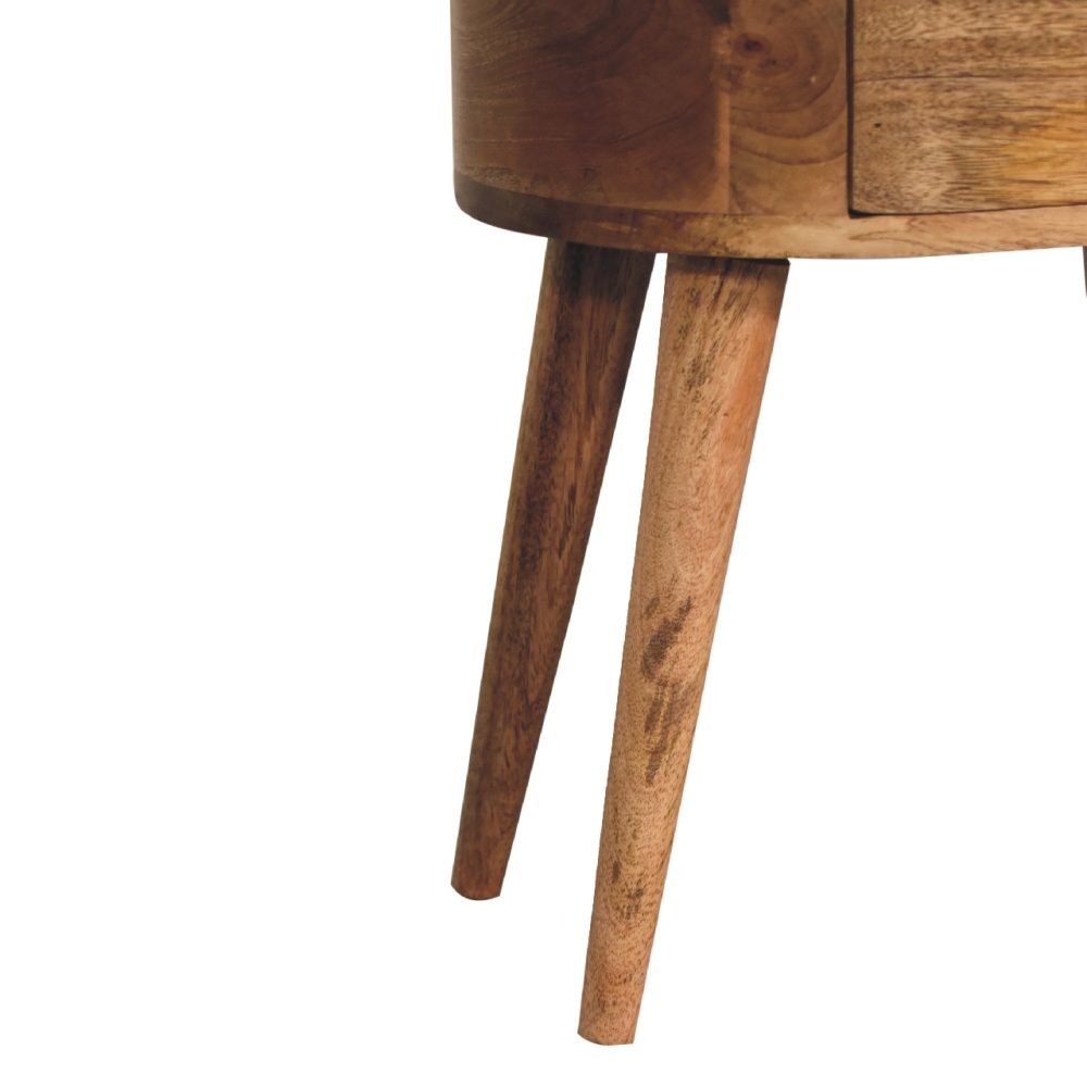 Mini Oak-ish Rounded Nightsand Table - Image 8