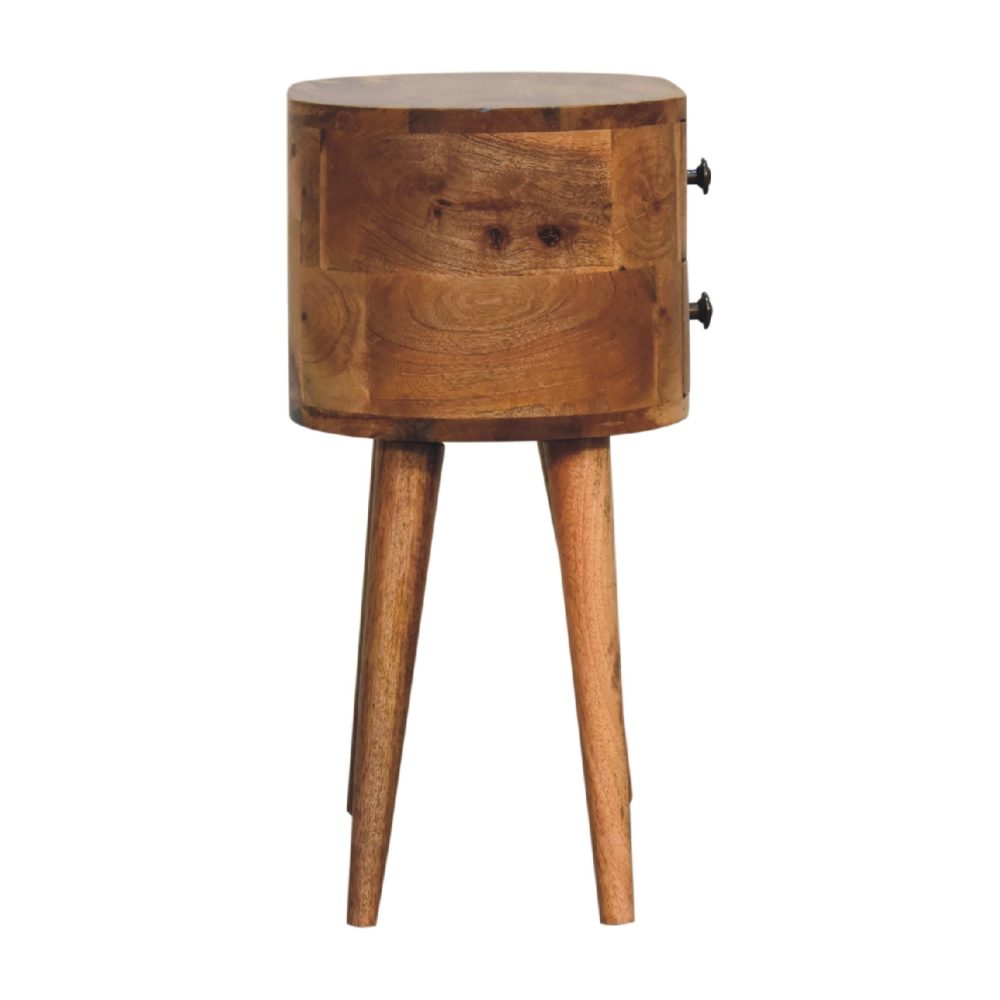 Mini Oak-ish Rounded Nightsand Table - Image 9