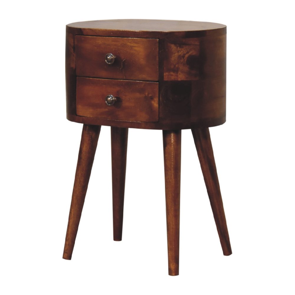 Mini Chestnut Rounded Nightsand Table - Image 3