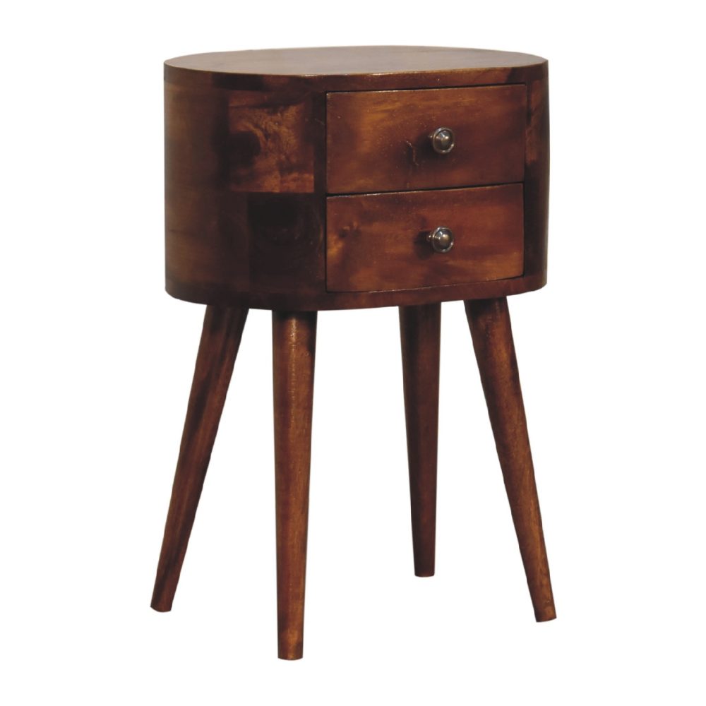 Mini Chestnut Rounded Nightsand Table - Image 4