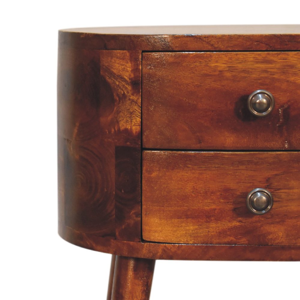Mini Chestnut Rounded Nightsand Table - Image 5