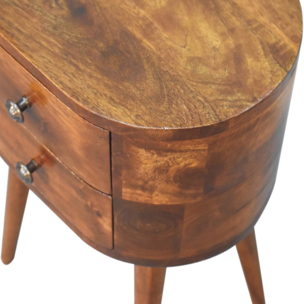 Mini Chestnut Rounded Nightsand Table - Image 7