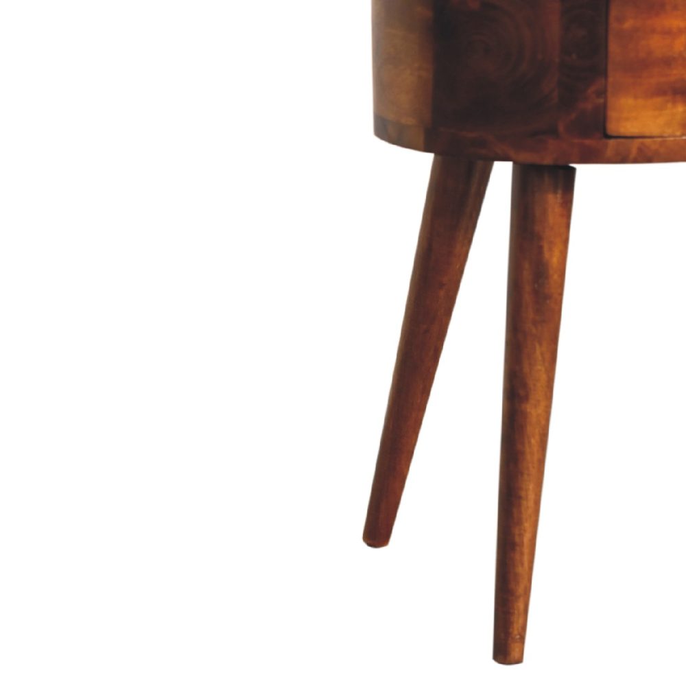 Mini Chestnut Rounded Nightsand Table - Image 8