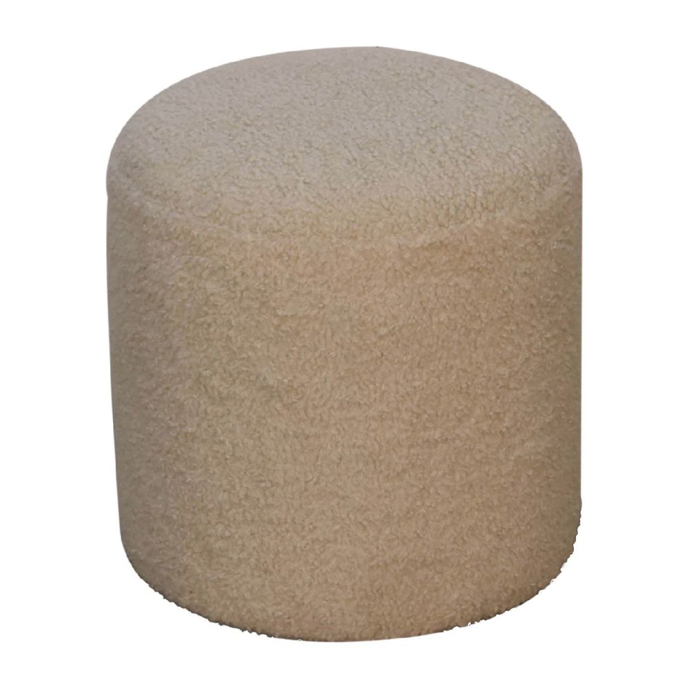 Boucle Cream Round Footstool - Image 3