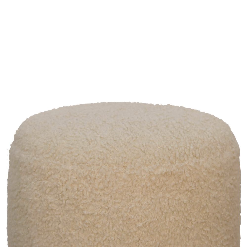 Boucle Cream Round Footstool - Image 4