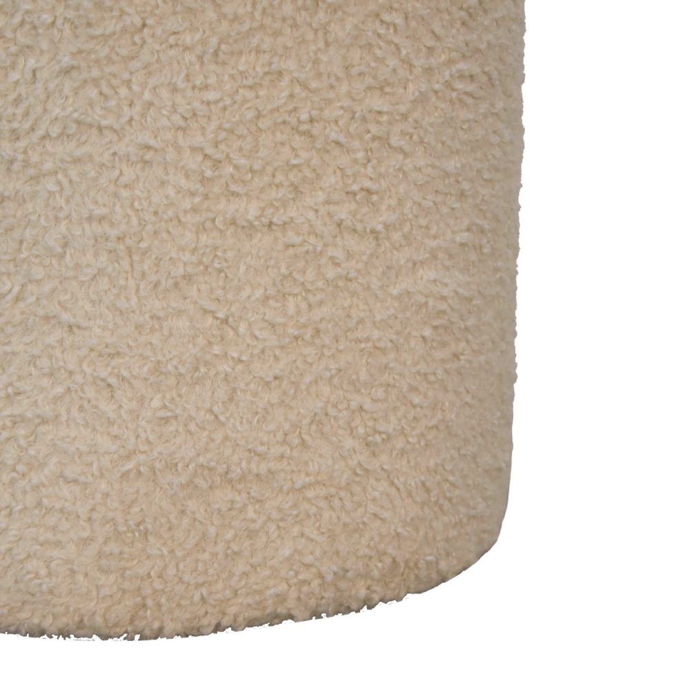 Boucle Cream Round Footstool - Image 5