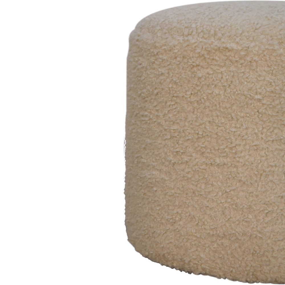 Boucle Cream Round Footstool - Image 6