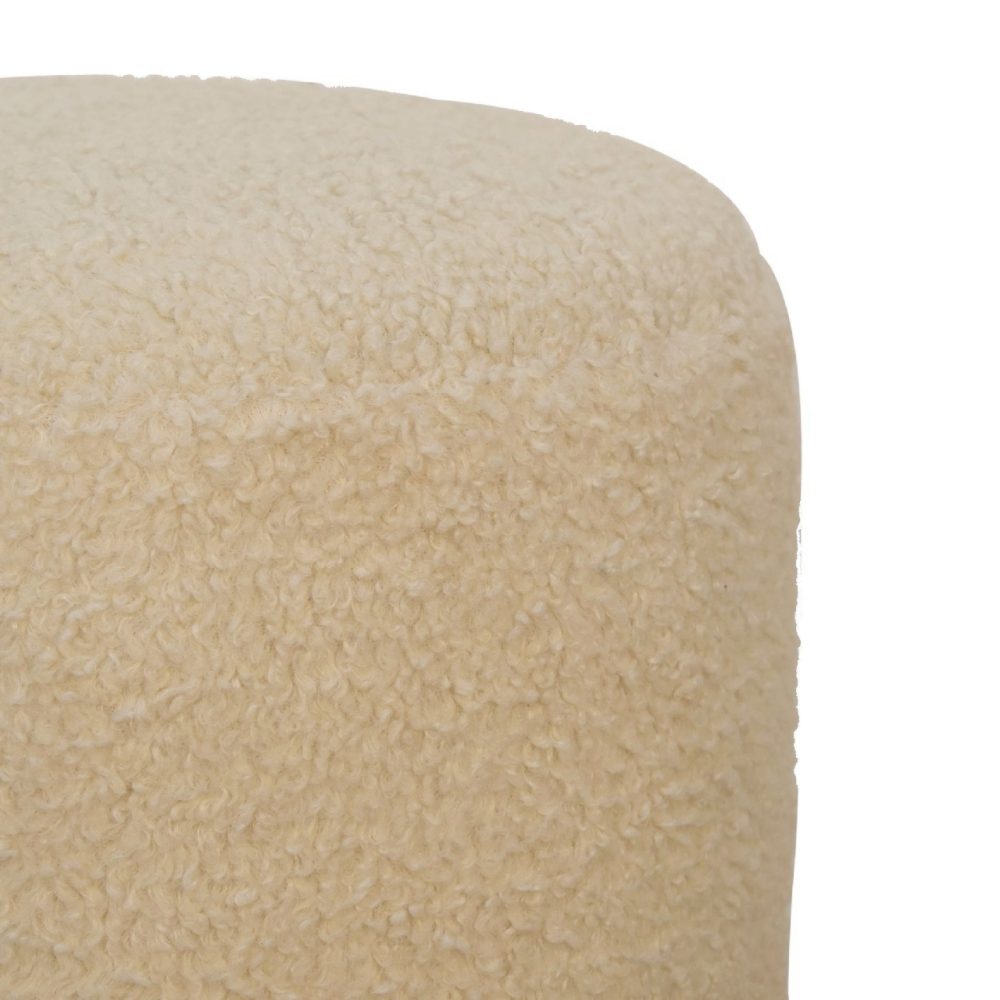 Boucle Cream Round Footstool - Image 7