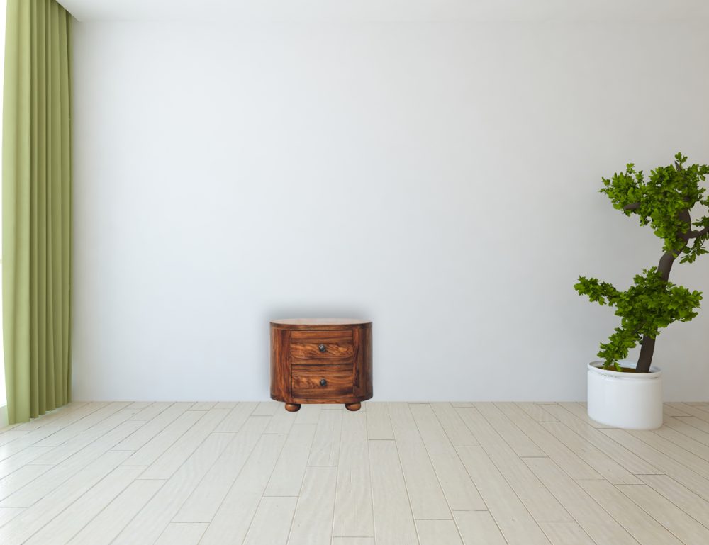 Round Honey Nightsand with Bun Feet - Image 9