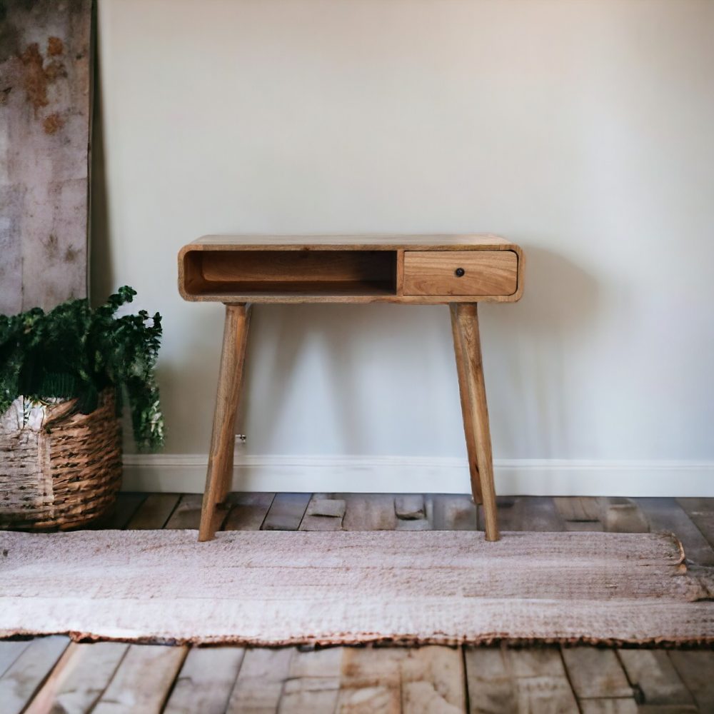 Curved Oak-ish Writing Desk - Image 10