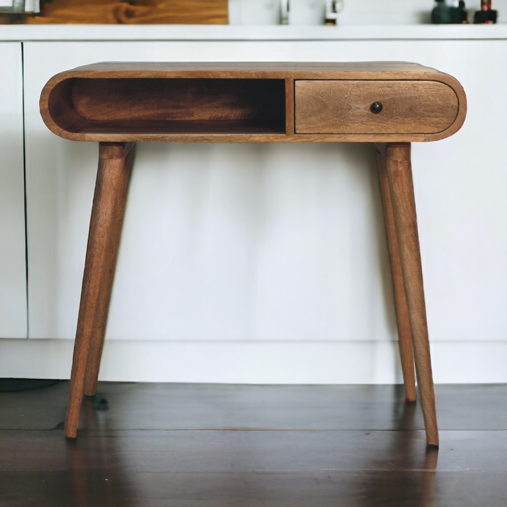 Curved Chestnut Writing Desk - Image 10