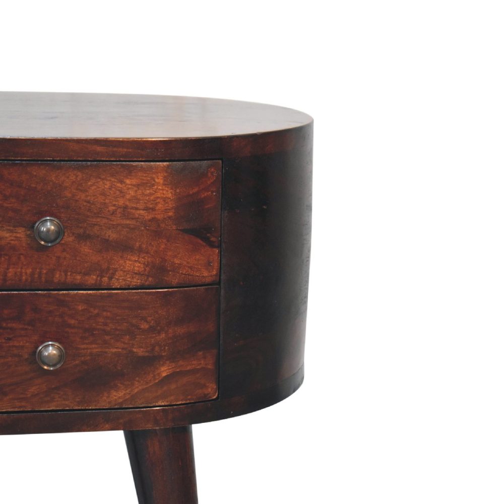 Light Walnut Rounded Nightsand Table - Image 5