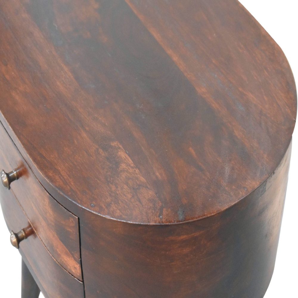 Light Walnut Rounded Nightsand Table - Image 6