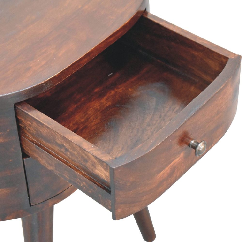Light Walnut Rounded Nightsand Table - Image 7