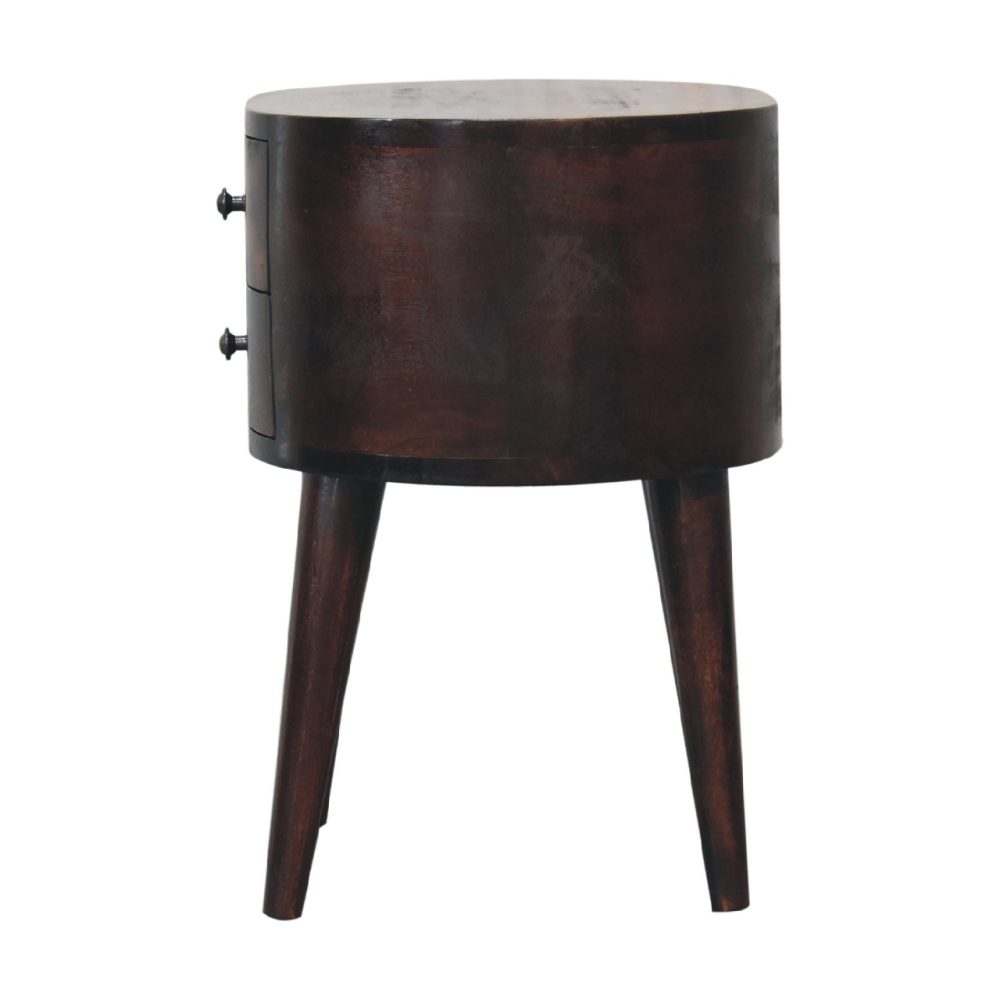 Light Walnut Rounded Nightsand Table - Image 8
